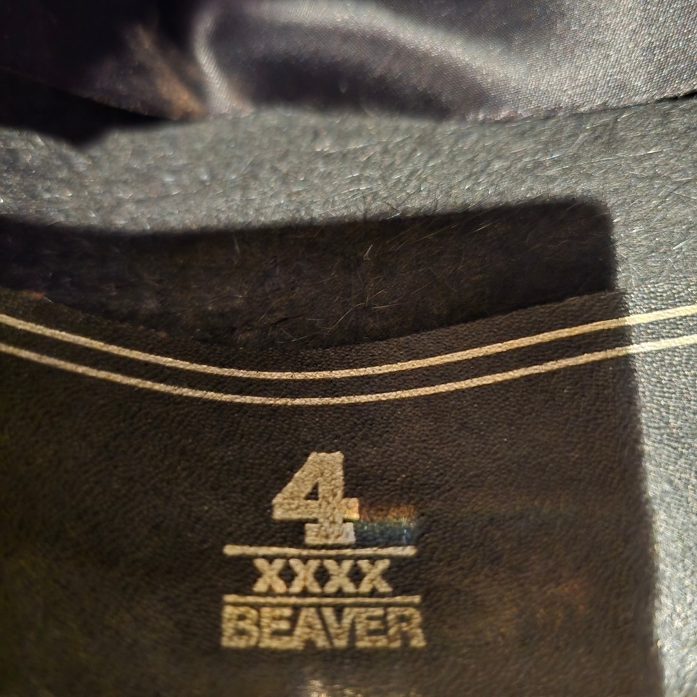 Vtg Resistol 4X Beaver Self-Conforming Cowboy Hat Black 7 5/8 Made Texas USA - Picture 4 of 12